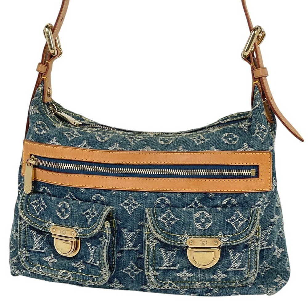 Louis Vuitton Baggy Shoulder Bag Hobo Handbag Monogram Denim Blue